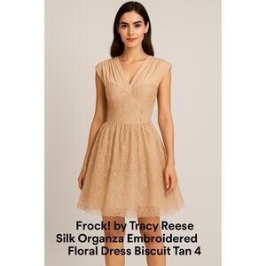 Vintage Frock! by Tracy Reese Silk Combo Embroidered Pleated Dress Size 4